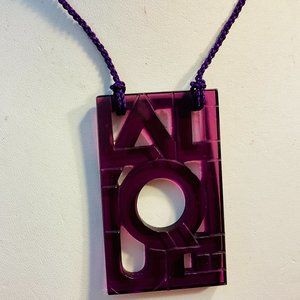 Lalique Crystal  Purple Art Deco  Pendant w/Box